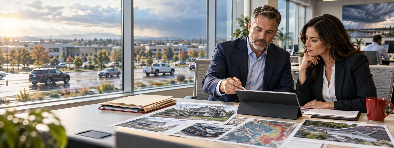 Insurance professionals reviewing AI agents, underwriting, claims, fraud, climate, policy, and risk analytics