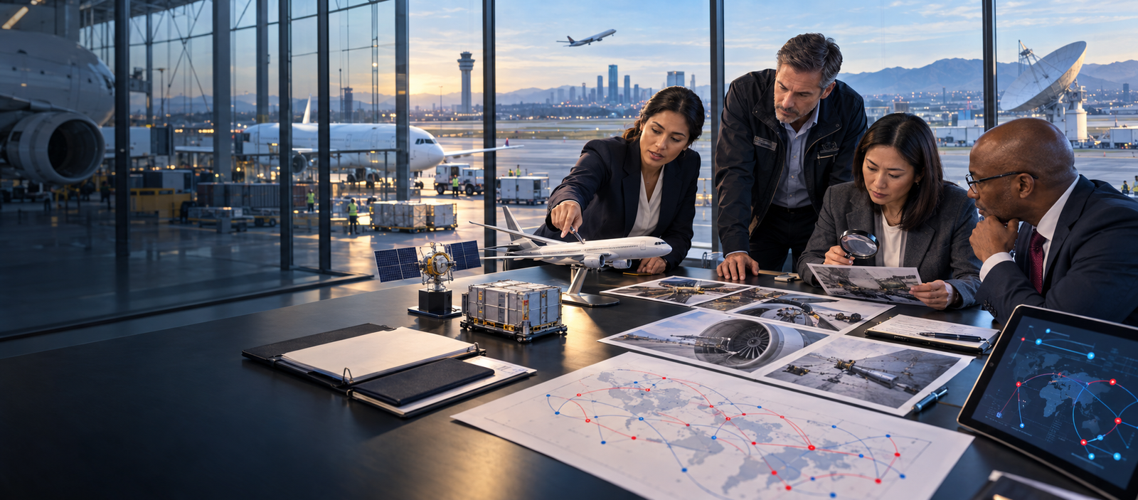 Insurance professionals assessing aerospace, specialty, claims, cyber, travel, and agentic distribution risk